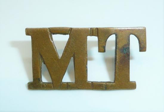 WW1 Army Service Corps Motor Transport (MT ) Companies Brass Shoulder Title