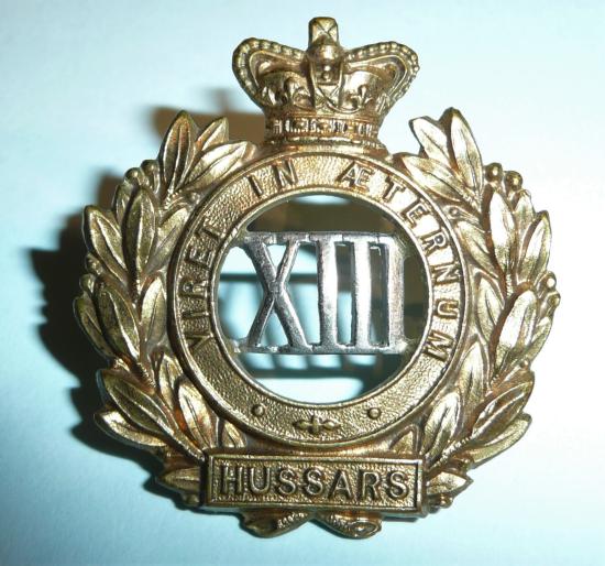 13th Hussars QVC Bi-Metal Other Ranks Cap Badge