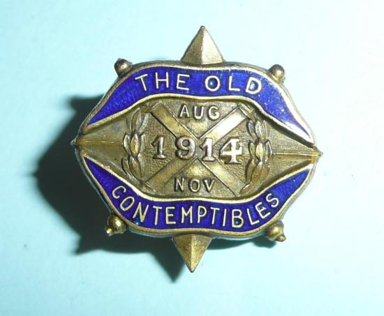 Post WW1 Miniature 1914 Mons Star with Enamel Scrolls - The Old Contemptibles