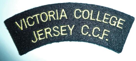 Victoria College Jersey Combined Cadet Force (CCF) Embroidered Yellow on Black Felt Cloth Shoulder Title