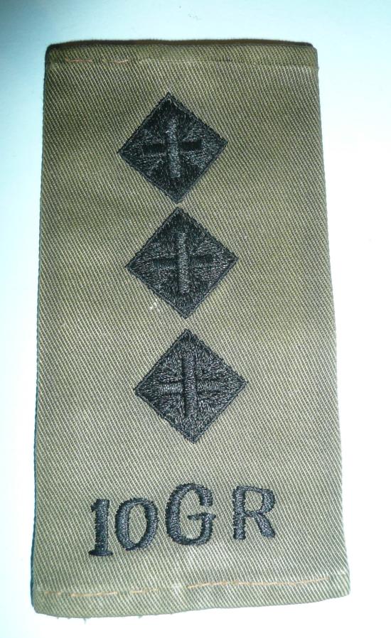 10th (Queen Marys Own) Gurkha Rifles Captains Officers Rank Slide, Slip-on, Epaulette