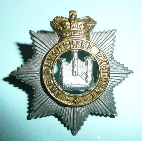 Victorian QVC Devonshire Regiment  Bi Metal Cap Badge