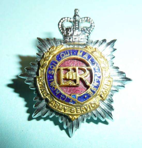 Royal Army Service Corps (RASC) Officers Gilt, Enamel & Chrome Collar Badge, QE2 Issue