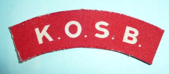 WW2 KOSB Kings Own Scottish Borderers Printed White On Red Cloth Shoulder Title