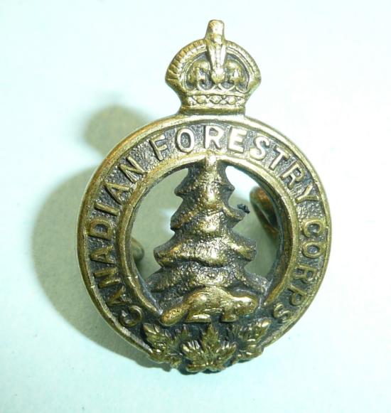 WW2 Canadian Forestry Corps Gilt Brass Collar Badge