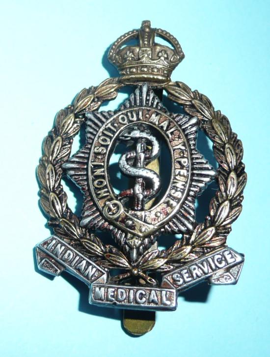 Indian Medical Service Officers Silver Plated & GIlt Cap Badge