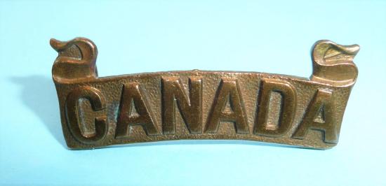 Boer War Vintage Canada Militia 'Winged' Brass Shoulder Title - Gaunt Montreal