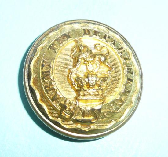 Victorian Army Pay Department Button Officers Large Pattern  Fire Gilt Button