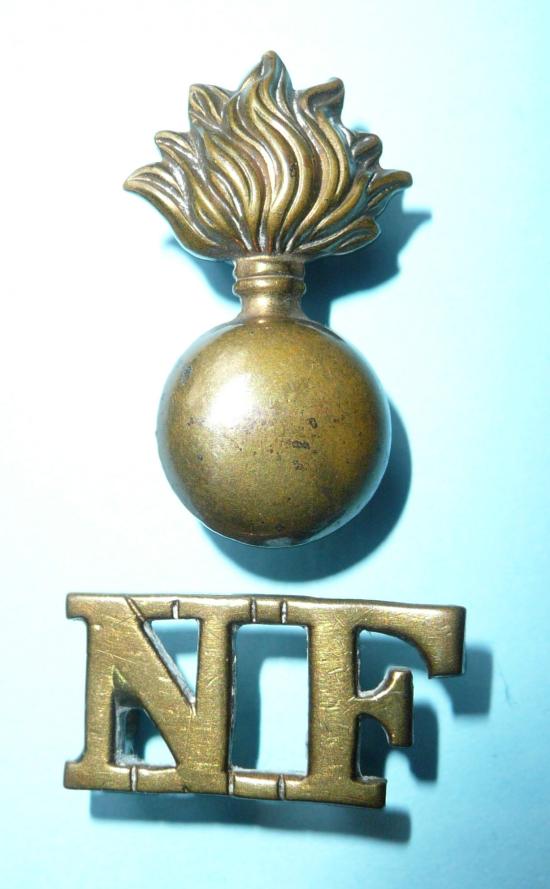 Northumberland Fusiliers Two Piece Other Ranks Brass Shoulder Title