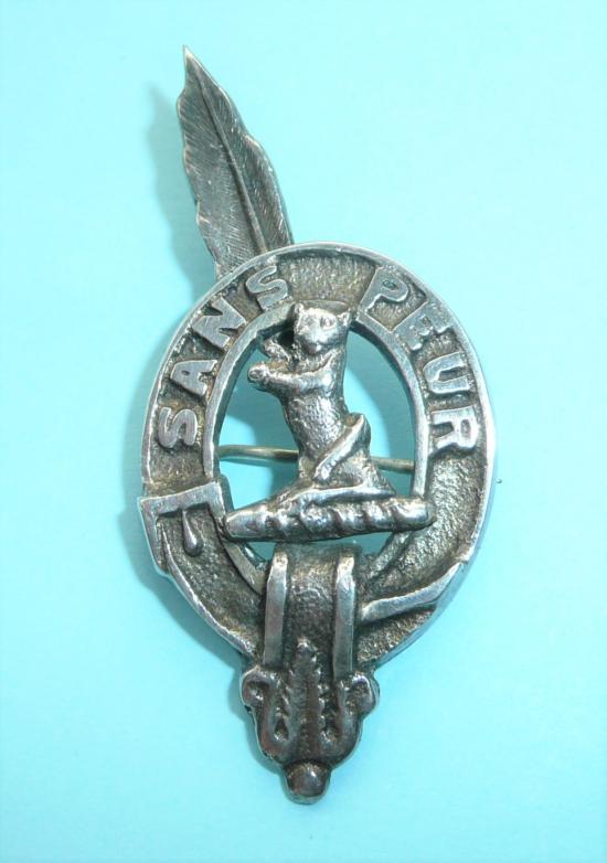 5th Battalion Seaforth and Caithness Highlanders Territorial Battalion Officers Hallmarked Silver Badge - 1918