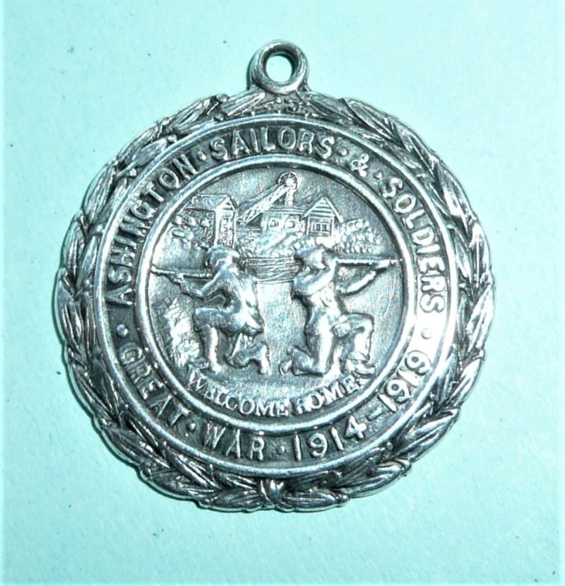 WW1 Tribute Medal - Ashington (Northumberland) Silver Watch Fob Medallion