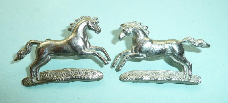 Northamptonshire Yeomanry Facing Pair of White Metal Collar Badges