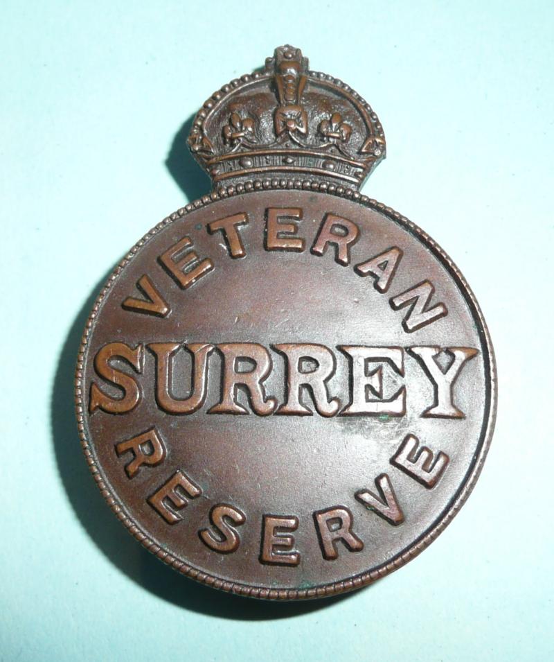 Veteran Reserve Surrey Bronze Mufti Lapel Badge