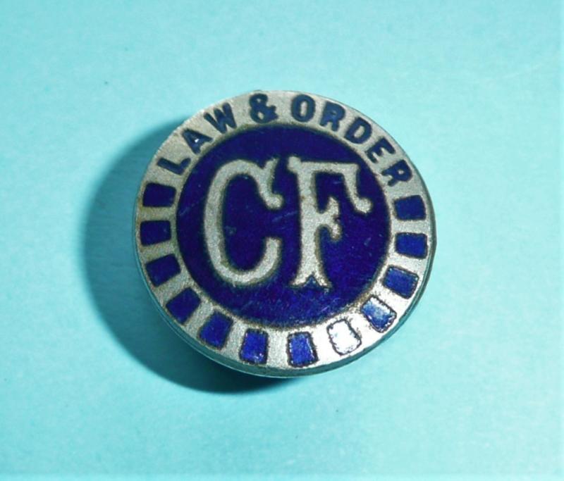 Volunteer Civil Force ( Winstons Bobbies ) White Metal and Enamel Lapel Badge