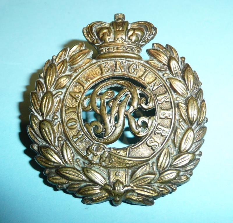 QVC Victorian Royal Engineers Corps (RE) Other Ranks Brass Cap Badge