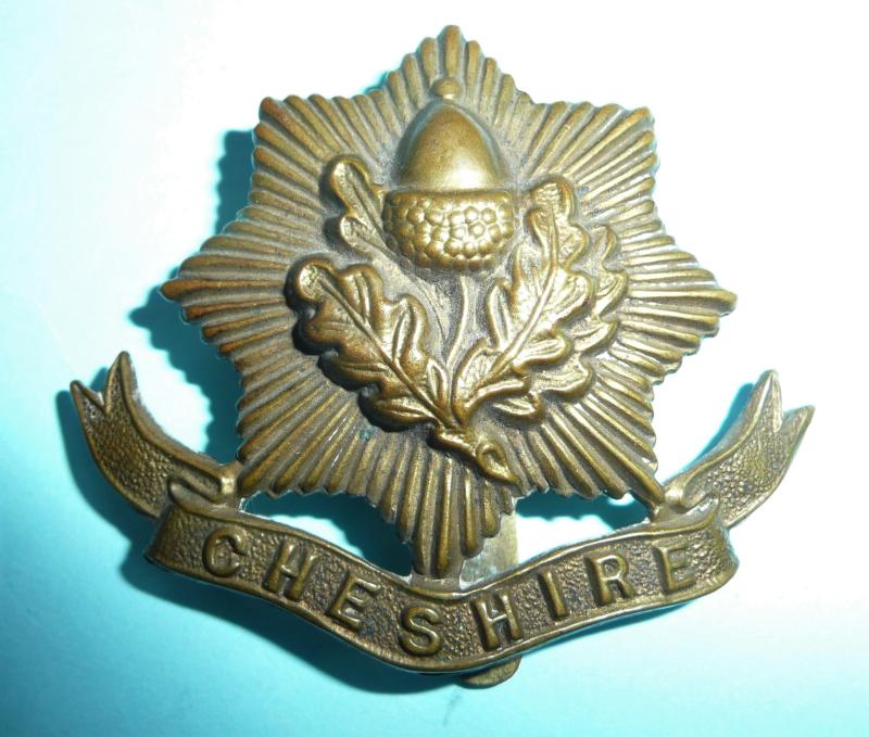 WW1 Cheshire Regiment All Brass Economy Version Cap Badge