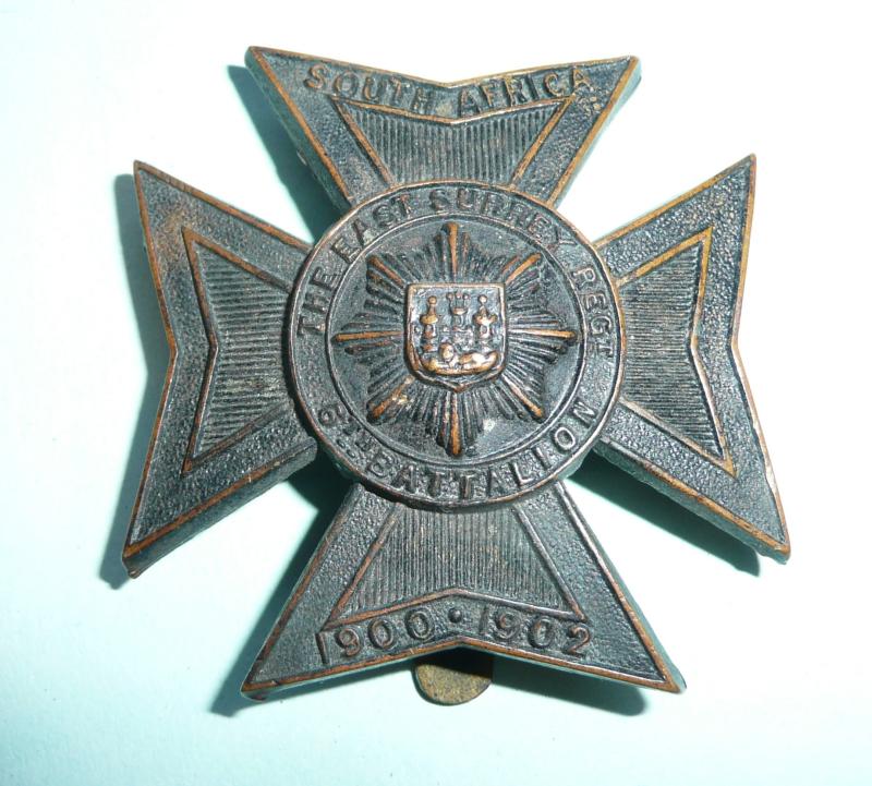 6th (Territorial) Battalion, The East Surrey Regiment Other Ranks Blackened Brass Cap Badge