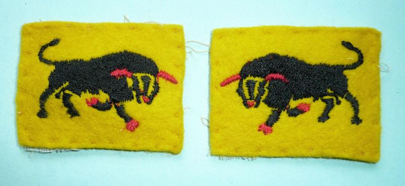 WW2  - 11th Armoured Division Facing Matching Pair of Embroidered Formation Signs