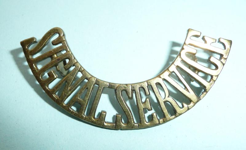 WW1 Territorial Force Divisional Signal Service Company / Infantry Brigade Signal Section Brass Shoulder Title