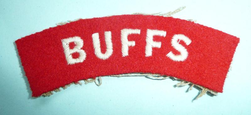 Buffs (Royal East Kent Regiment) Embroidered White on Red Felt Cloth Shoulder Title