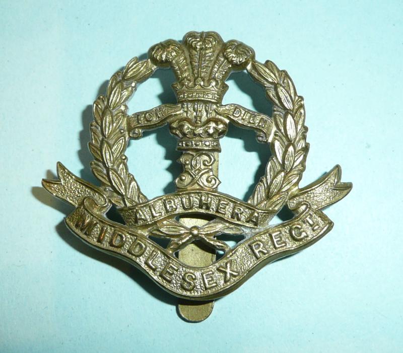 WW1 The Middlesex Regiment Brass Economy Cap Badge