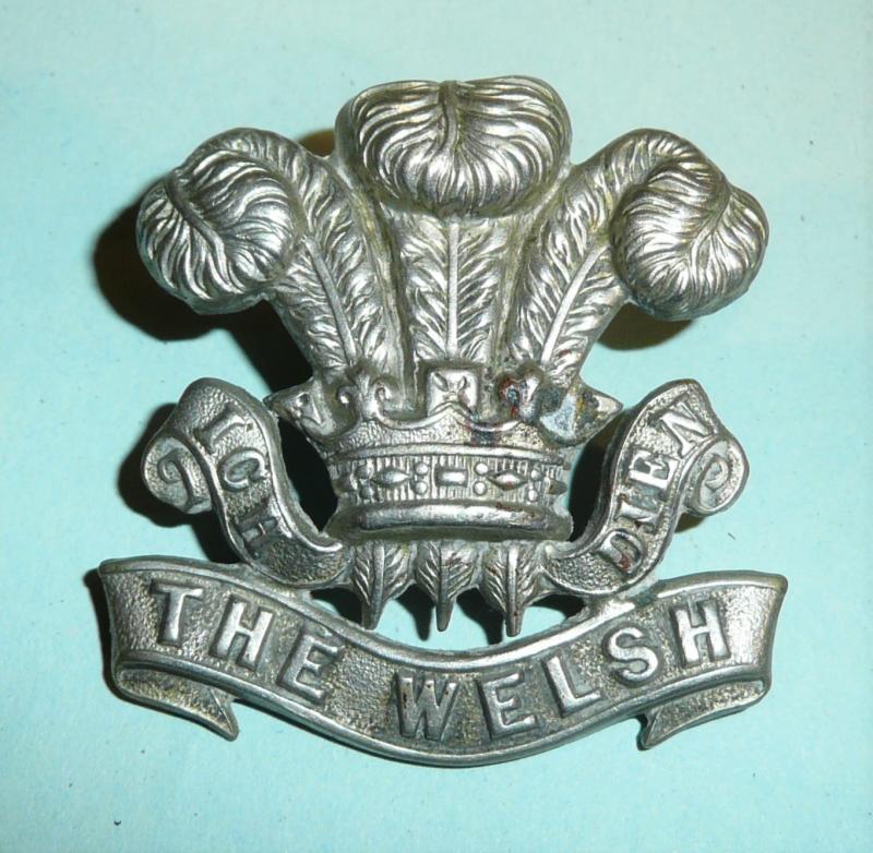 The Welsh Regiment Other Ranks Generic White Metal Volunteer Battalion / Territorial Force 'Walking-out' Cap Badge