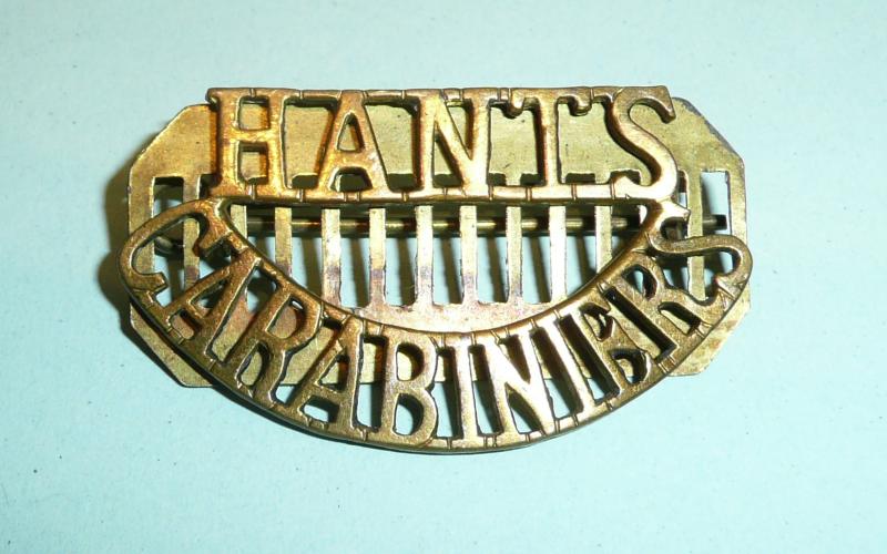 Hants Carabiniers (Hampshire Yeomanry) One Piece Brass Shoulder Title with Brass Backing Plate