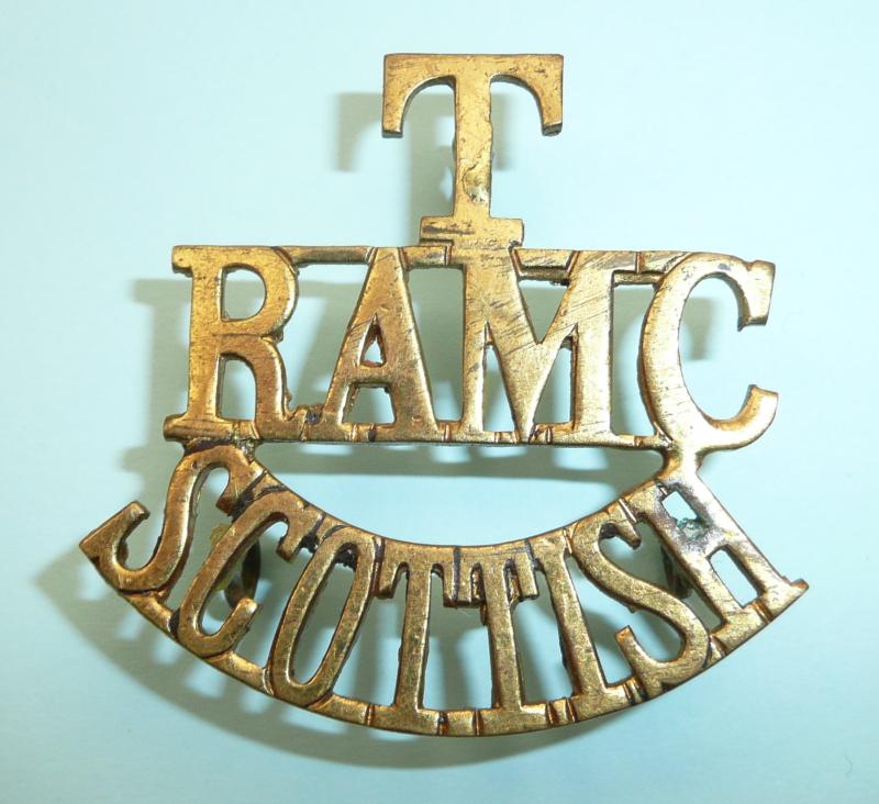 T / RAMC / Scottish One Piece Gilt Brass Shoulder Title