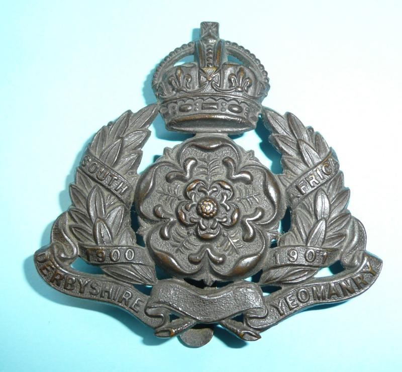 WW1 Derbyshire Yeomanry Other Ranks Bronzed Cap Badge