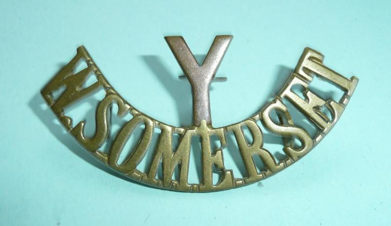 Y / W Somerset Yeomanry One Piece Brass Shoulder Title