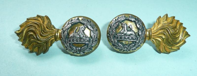 Lancashire Fusiliers Officers Matched Facing Pair of Silver Plate and Gilt Collar Badges
