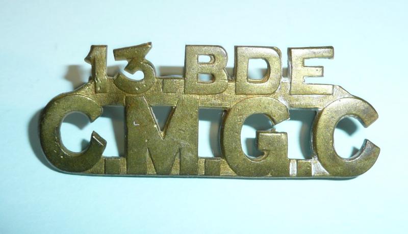 Canada - Canadian 13th Brigade / Machine Gun Company (CMGC) Brass Shoulder Title