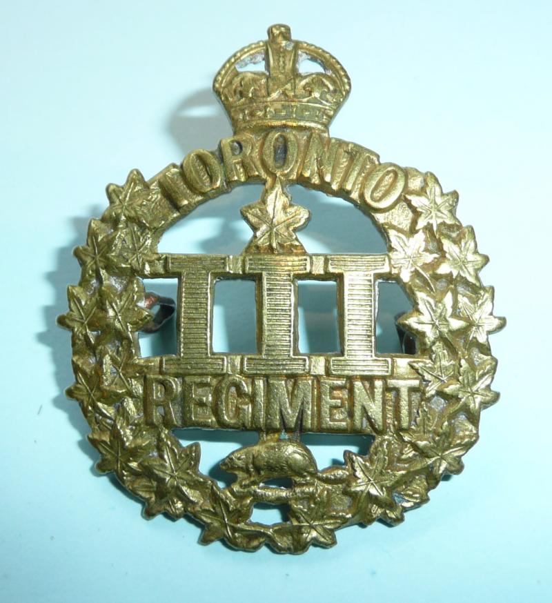 WW1 Canada 3rd Battalion (Toronto) CEF Brass Cap Badge - Gaunt, London tablet