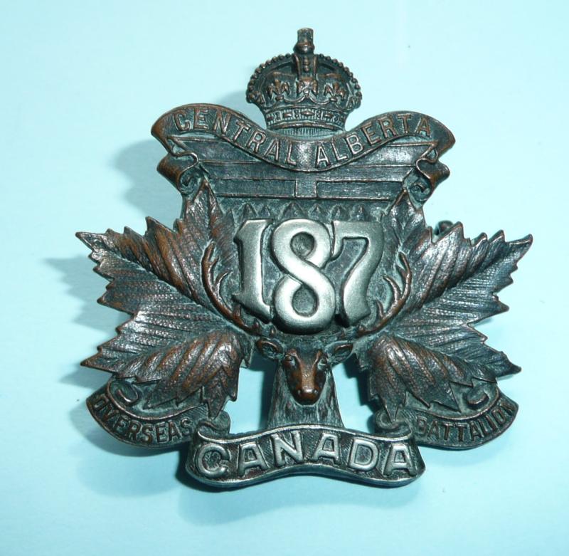 WW1 Canada, 187th Infantry Battalion (Central Alberta) CEF Officer's Cap Badge