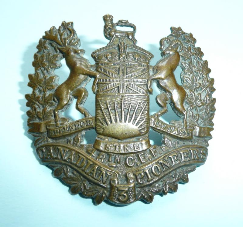 WW1 Canada - 3rd Canadian Pioneers (formerly 48th Battalion CEF) Bronzed Cap Badge