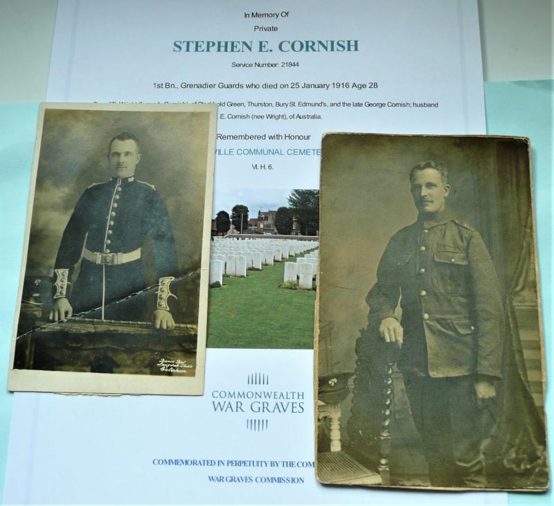 Original WW1 Photographs of Stephen E. Cornish Grenadier Guards (An Australian Citizen) - Died of Wounds