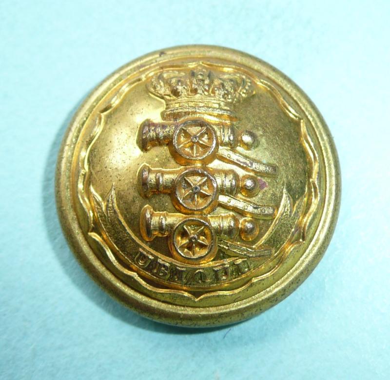 Early Victorian Royal Regiment of Artillery Officers Large Pattern Fire Gilt Tunic Button, 1840 - 1955