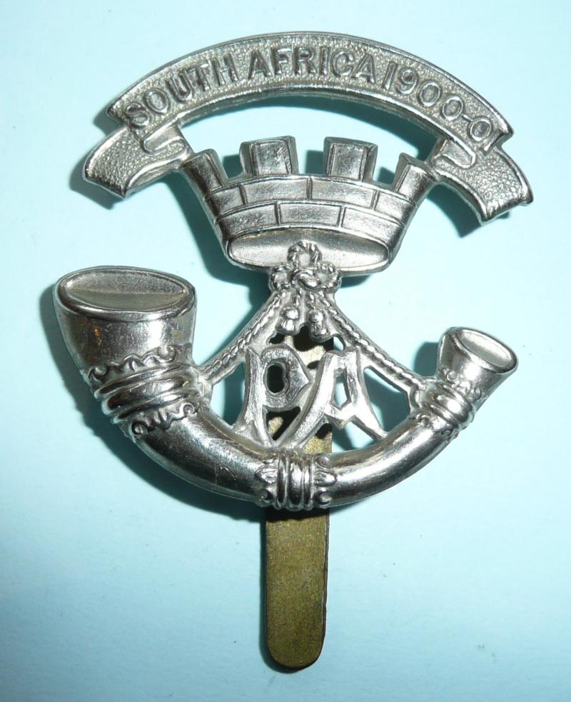 4th / 5th (Territorial Force) Battalions of Prince Albert 's Somerset Light Infantry Other Ranks White Metal Cap Badge - South Africa 1900 - 01 Scroll