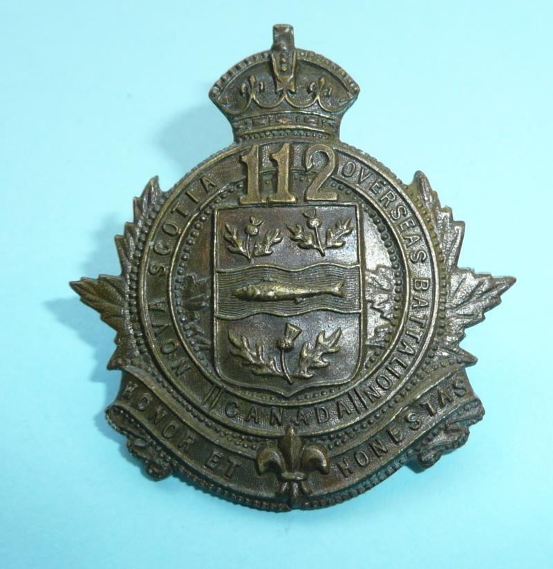 WW1 Canada - 112th CEF Battalion (Nova Scotia) Brass Cap Badge