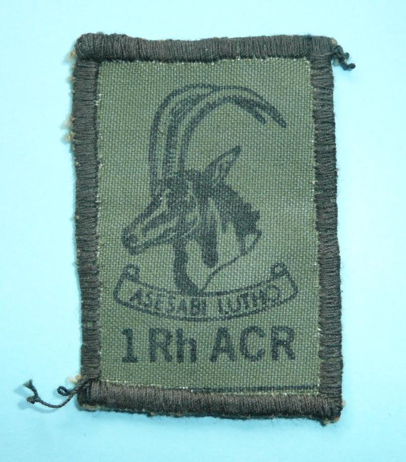 Africa - 1st Rhodesian Armoured Car Regiment (ACR)  Subdued Regimental Printed Cloth Formation Designation Sign Flash Arm Badge