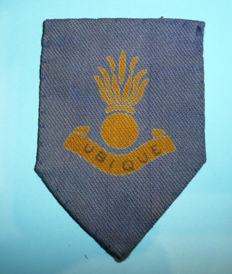 27th Royal Engineers Group Yellow on Blue Printed Cloth Formation Sign Designation Flash