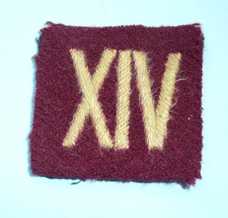 WW2 - XIV West Yorkshire Regimental Shoulder Flash Designation Woven Cloth Patch Arm Badge