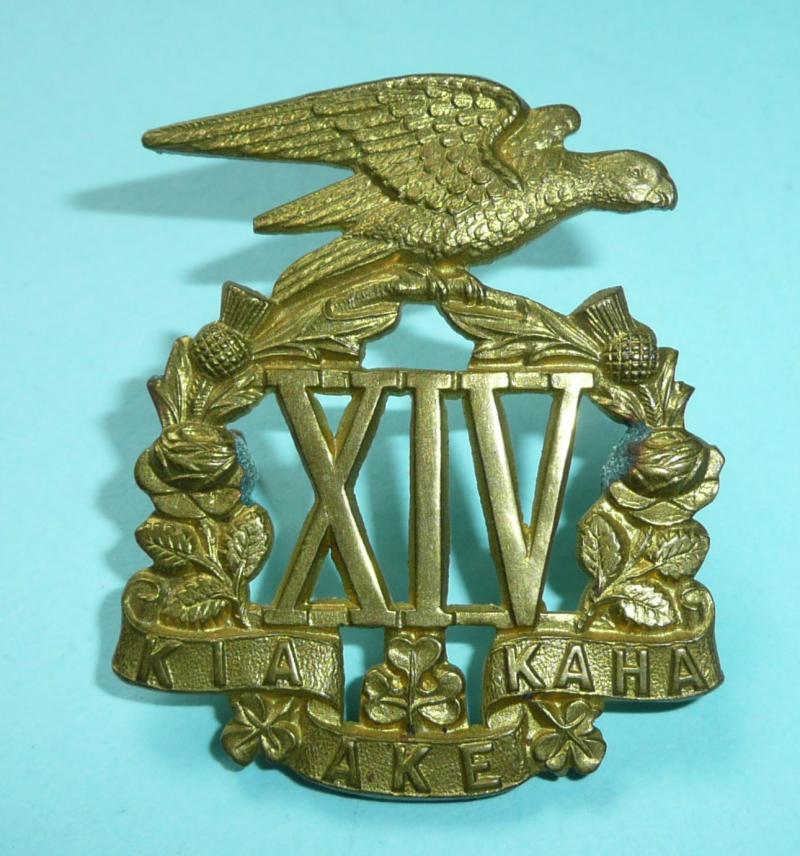 WW1 New Zealand - 14th (South Otago) Regiment Gilding Metal Cap Badge - Gaunt Tablet