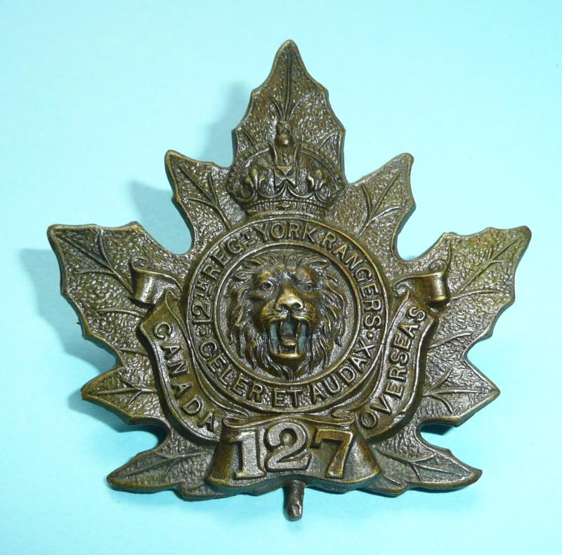 WW1 Canada - 127th Infantry Battalion CEF (12th York Rangers)  Cap Badge