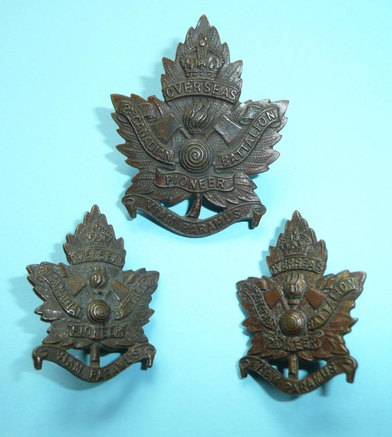 WW1 Canada - 2nd Pioneer Matched Set of Cap and Collar Badges