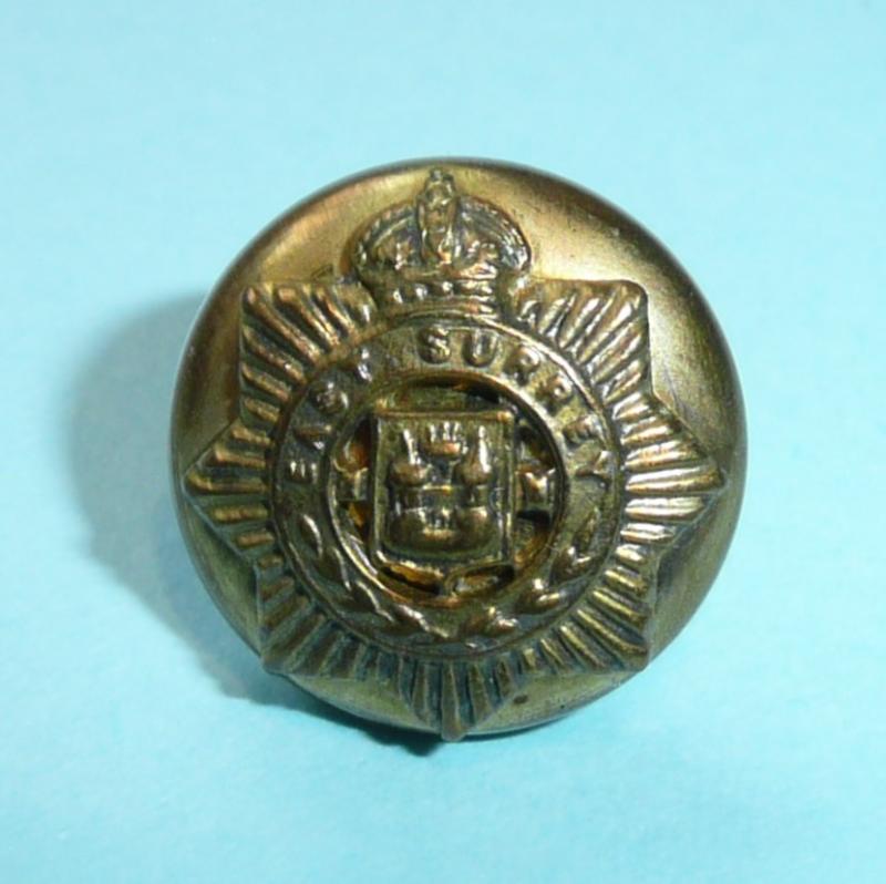 East Surrey Regiment Officer's Mounted Gilt Cap Button