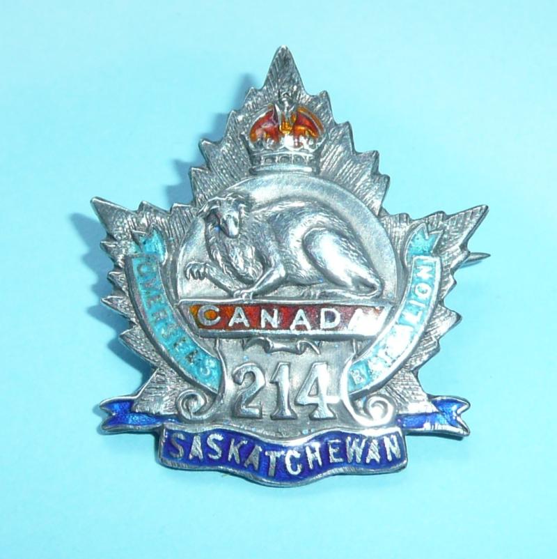 WW1 Canada - 214th Infantry Battalion (Saskatchewan) Canadian Expeditionary Force (CEF) Sweetheart Pin Brooch Badge