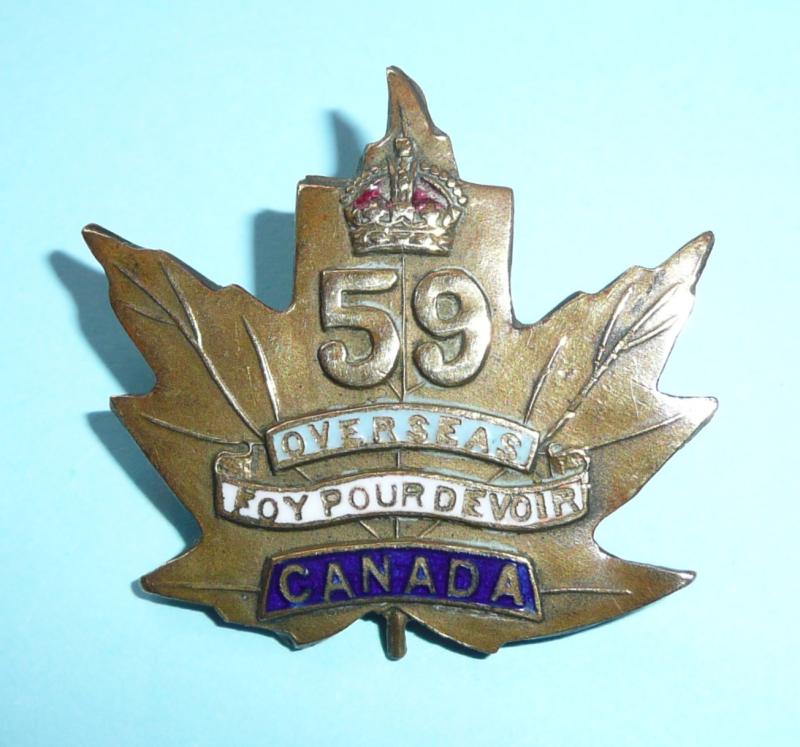 WW1 Canada - 59th Infantry Battalion (Brockville) Canadian Expeditionary Force (CEF) Sweetheart Pin Brooch