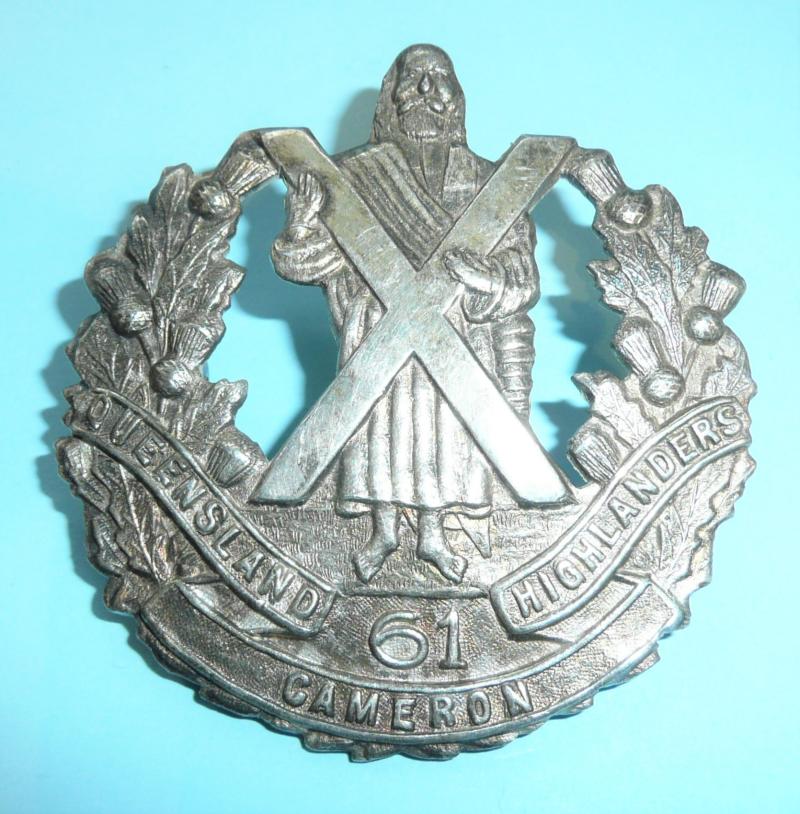 Australian 61st Battalion (Queensland Cameron Highlanders) White Metal Glengarry Badge