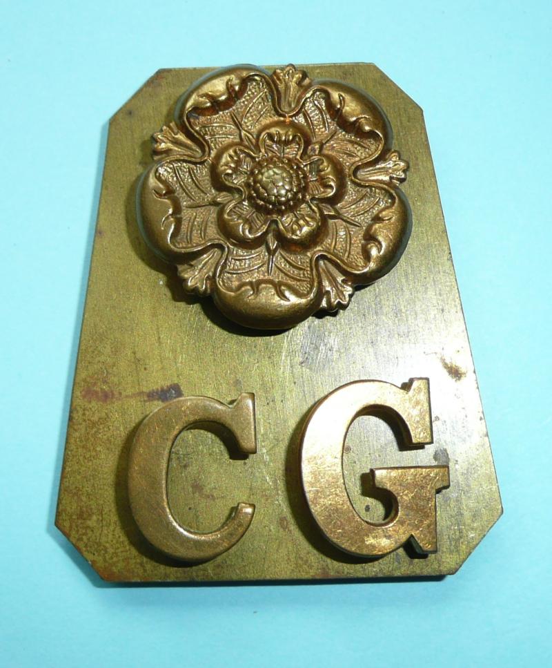 Coldstream Guards Three Piece Brass Shoulder Title with Backing Plate